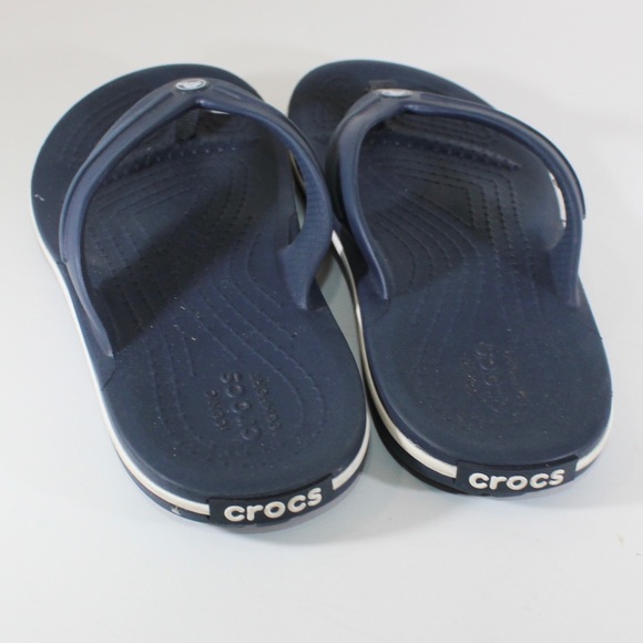 CROCS Boys Girls Juniors Navy Blue Flip Flop Slip On Slide Flop Sandals Size 2 - Picture 5 of 9